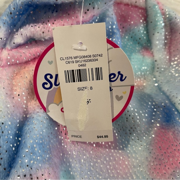 JUSTICE Girls Pajamas Size 8 One Piece Tie Dye Magical Dragon Hooded Tail Wings - Picture 5 of 6